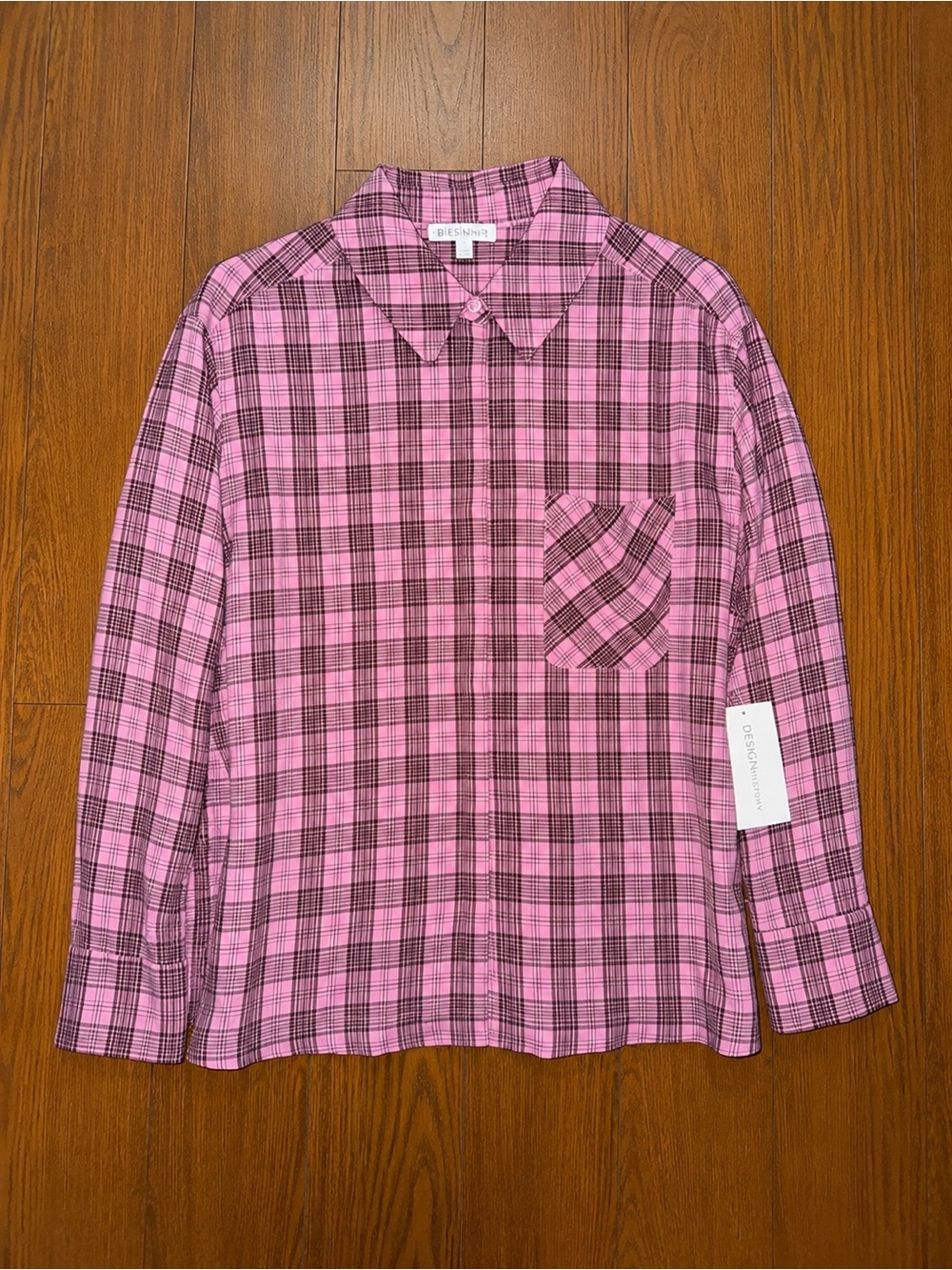 Design History Pink Plaid Button-Down Shirt Sz XL
